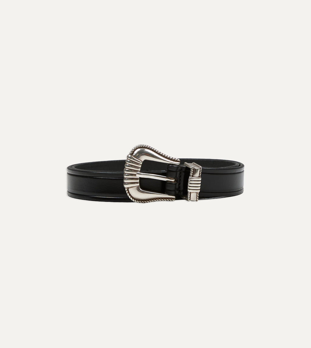 Monitaly Extended 1" Black Leather Belt