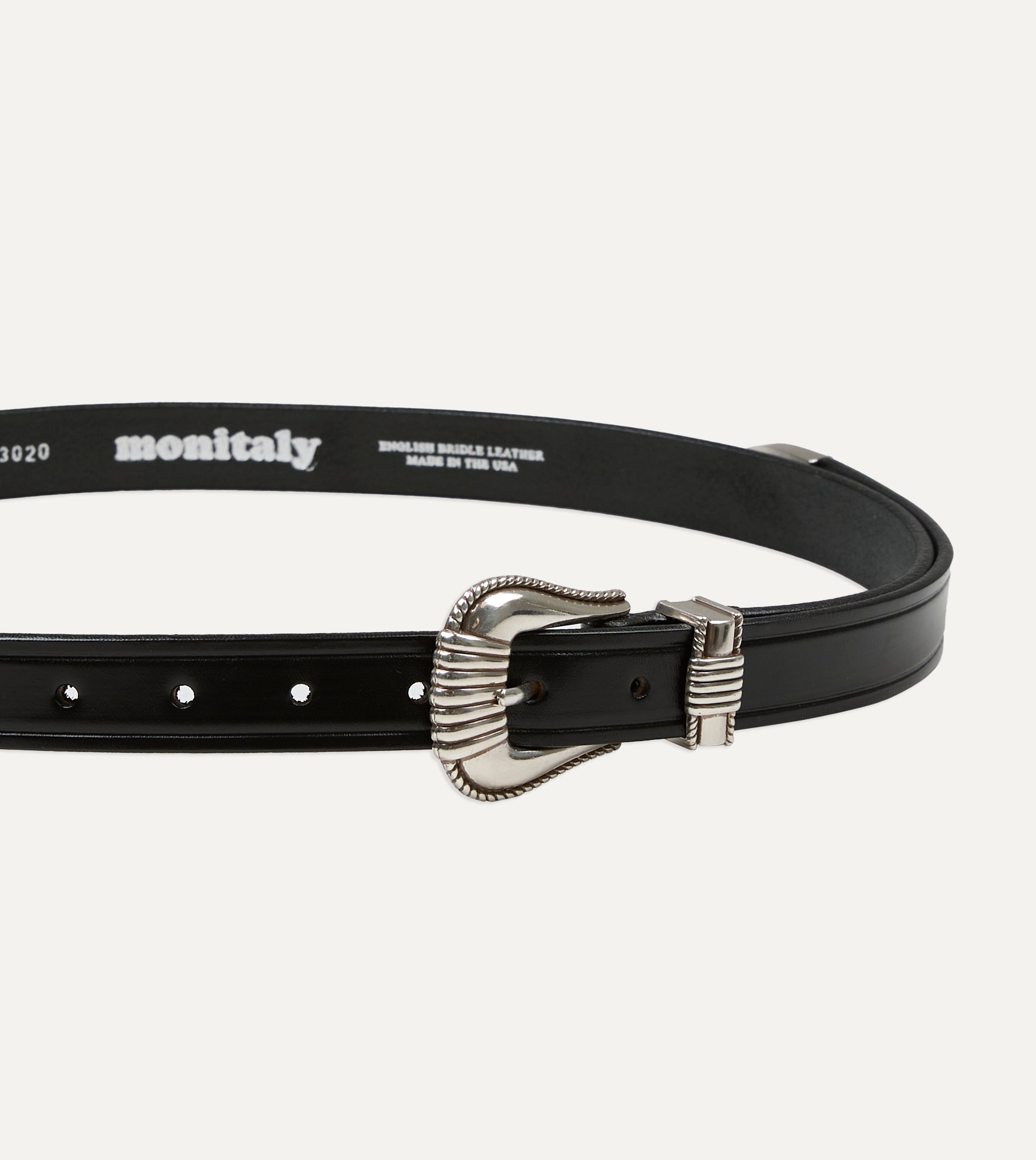 Monitaly Extended 1" Black Leather Belt