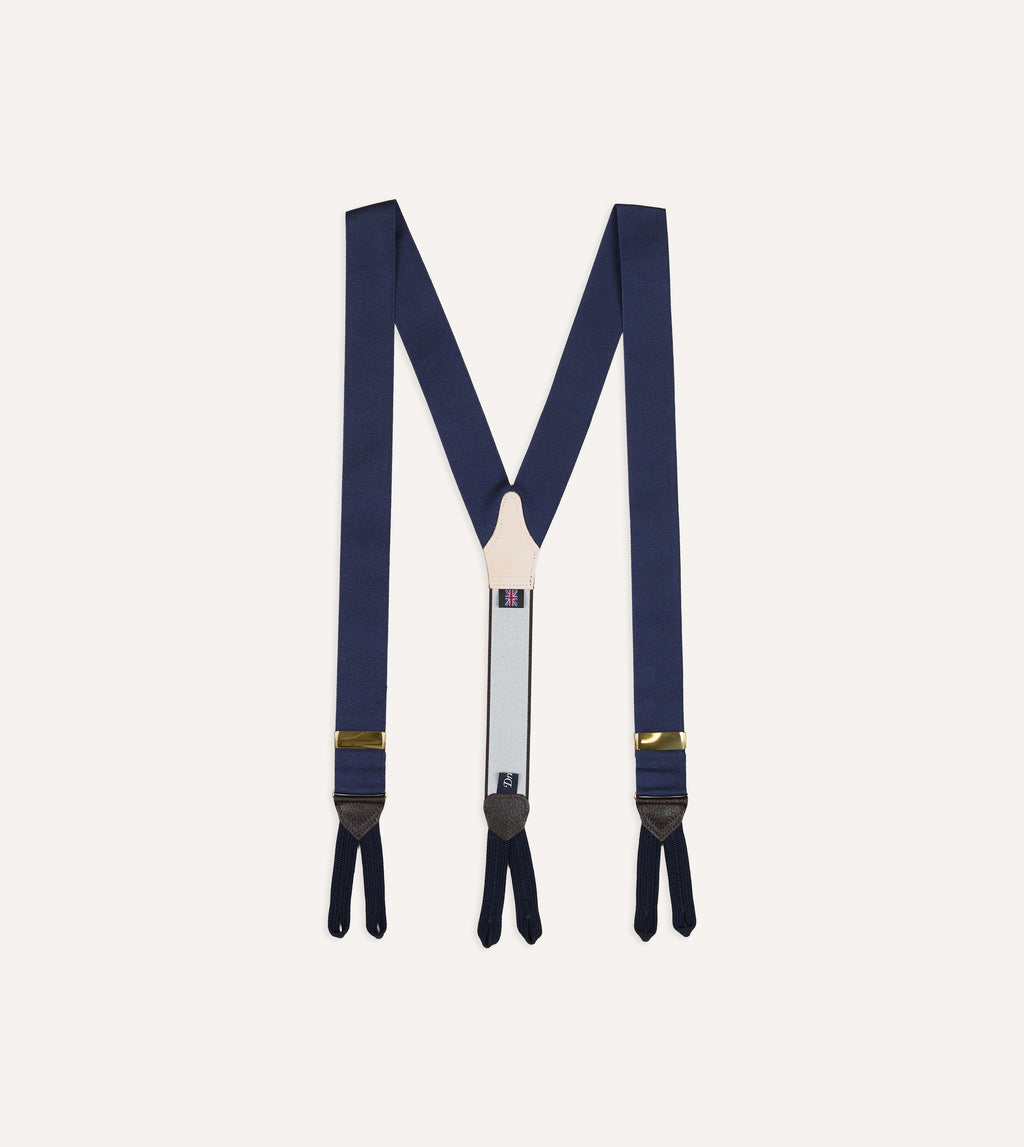 Navy Silk Trouser Braces